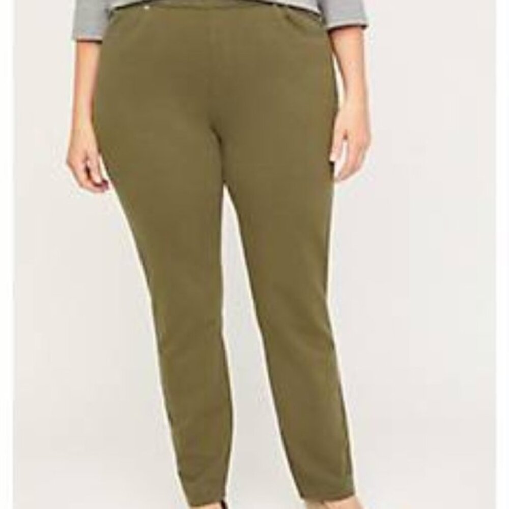Catherine’s Knit Jean Pull On Elastic Waist 5X 34/36W Plus Olive Green Jeggings